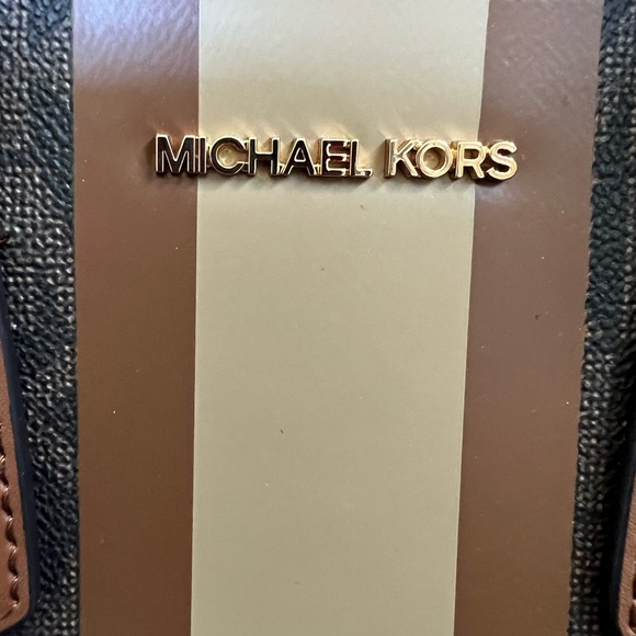 NWT MICHAEL KORS CENTER STRIPE MAPLE SMALL SATCHEL - Picture 2 of 7